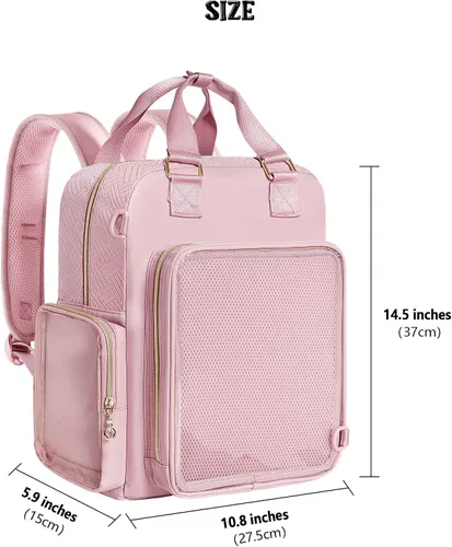 Miniatura 6 de Prokva Ita Mochila Bolsa de exhibición con insertos para alfileres, bonita bolsa Ita para anime Cosplay y concierto (diseño patente), Rosado