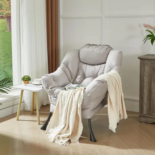 Miniatura 6 de HollyHOME - Silla perezosa con reposabrazos y bolsillo lateral, cómoda silla de sala de acento, sillón de sofá de ocio para sala de estar, recámara