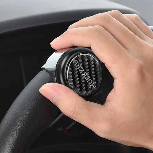Miniatura 2 de muekzru Pomo giratorio para volante compatible con cualquier volante, fibra de carbono y pomo de rodamiento de bolas de metal para automóvil