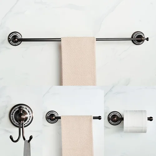 Miniatura 5 de Juego de herrajes de baño de bronce frotado con aceite, toallero ajustable, portarrollos de papel higiénico, toallero de mano, gancho, juego