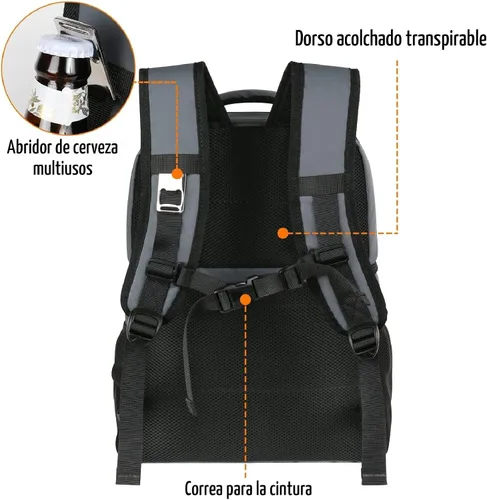 Miniatura 4 de MATEIN Mochila enfriadora, 26 latas, mochila térmica de almuerzo para hombres y mujeres, a prueba de fugas, de doble capa, mochila de almuerzo Gris