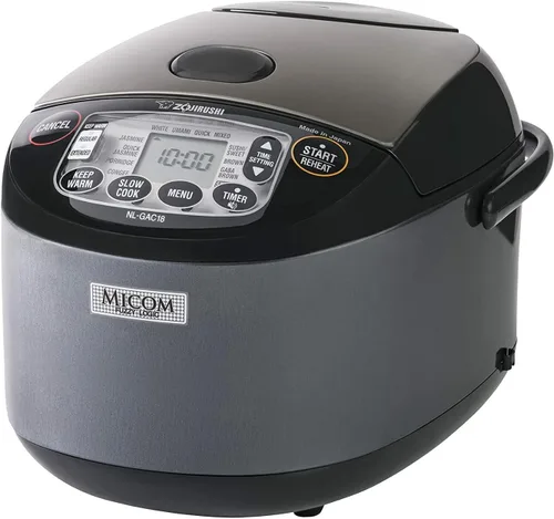 Zojirushi NL-GAC18BM 10 tazas (sin cocinar) Umami Micom Arrocera y calentador (Negro Metálico)