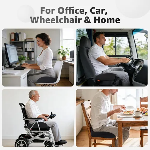 Miniatura 7 de BRO Cojín extra grande para silla de oficina para aliviar el dolor de ciática: cojín de asiento de espuma viscoelástica para aliviar el dolor