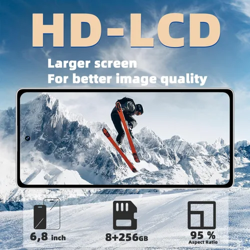 Miniatura 2 de Smartphone Android 8+256GB Pantalla HD de 6.8 pulgadas, 4500 mAh y cámara de 21+8 MP Desbloqueado con Dual-SIM, Face ID y OTG - Asequible sin