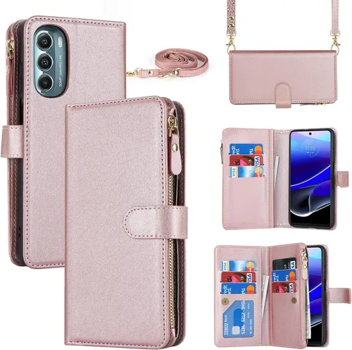 Miniatura 10 de Funda tipo cartera para Motorola Moto G Stylus 5G (2022) para mujeres y hombres, con tarjetero XT2215, funda cruzada para Moto G Stylus 5G