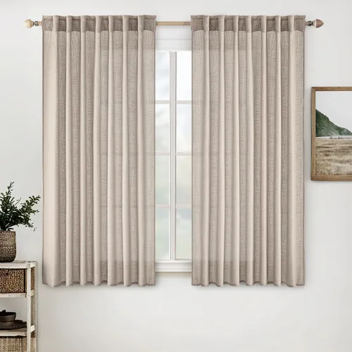 Miniatura 15 de MIULEE Cortinas de lino blanco de 108 pulgadas de largo para dormitorio, sala de estar, cortinas de ventana con textura de lino suave y grueso, Lino