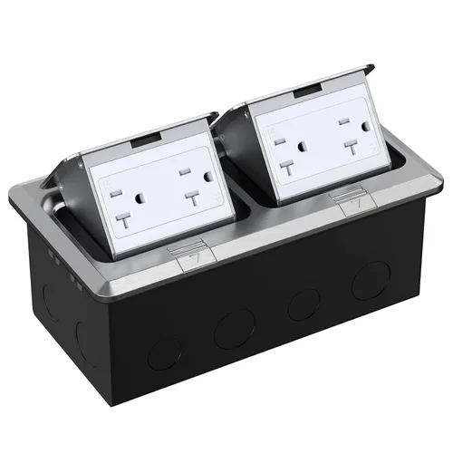 Miniatura 16 de WEBANG Kit eléctrico de caja de piso doble emergente, salida de receptáculo GFCI de acero inoxidable de 20 amperios, resistente a la intemperie