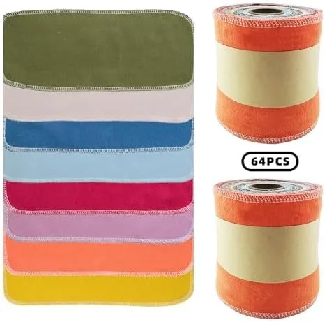 Papel higiénico reutilizable – Toallas de bidé reutilizables de algodón, rollo de toallas absorbentes lavables y sin papel, 64 toallitas lavables y