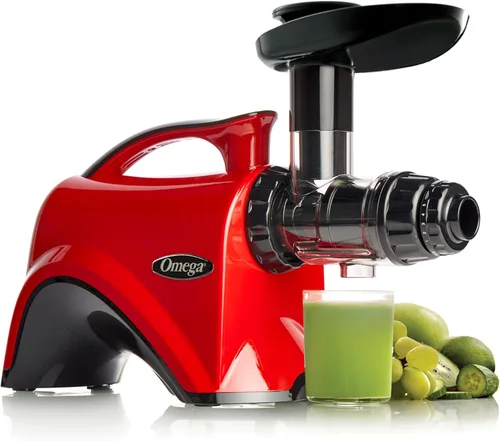 Omega Exprimidor de jugo de frutas y verduras de primera calidad y sistema de nutrición que hace leche de nuez alimentos y sorbetes, ajustes de Rojo