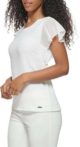 Miniatura 2 de Calvin Klein Camiseta de manga corta con textura de punto copetudo para mujer