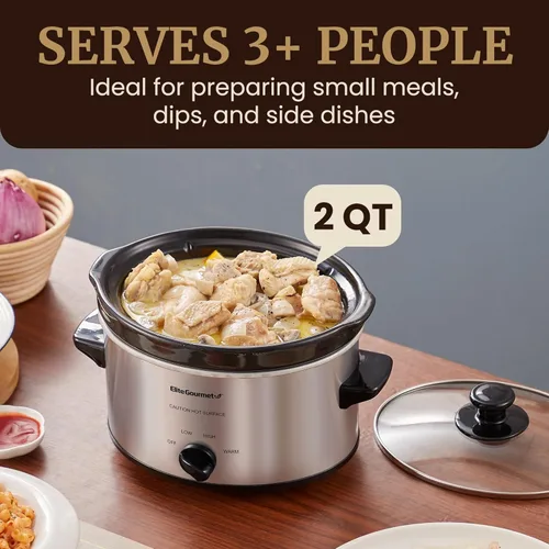 Miniatura 4 de Elite Gourmet MST-275XS - Olla eléctrica de cocción lenta ovalada, temperatura ajustable, para preparar entradas, salsas y guisos, con tapa de Acero