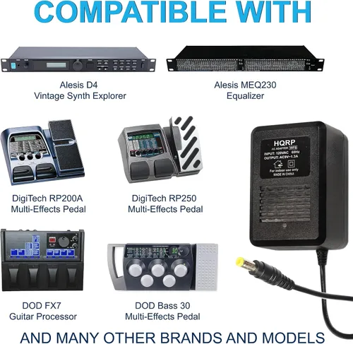 Miniatura 6 de HQRP Adaptador de CA compatible con Digitech PS0913B RP200A RP250 RP255 RP350 RP300A RP355 RPx400 RP1000 RP100A RP150 RP155 VL4 BP200 BP355 Cable