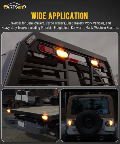Miniatura 6 de Partsam 2 luces de marcador ámbar de 6.5 pulgadas con luz de giro medio, soporte de goma, 24 LED con lente reflejo, universal, impermeable, 6