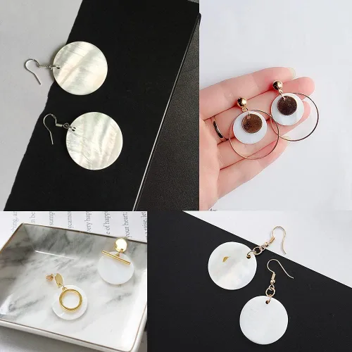 Miniatura 4 de Cuentas de concha, 100 cuentas planas redondas de madre de perla de 0.59 pulgadas para hacer joyas (blanco)