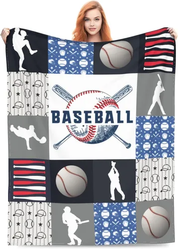 Miniatura 2 de Manta decorativa de béisbol – Cómodo forro polar de franela de felpa, ligera, cálida, suave, esponjosa, difusa, 40 x 50 pulgadas para niños, niños