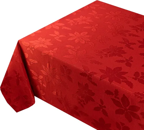 Miniatura 5 de Benson Mills - Mantel de tela de damasco Poinsettia Legacy, para fiestas, invierno y Navidad