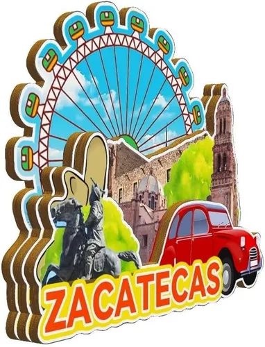 Miniatura 2 de Zacatecas - Imán de madera para nevera, diseño de México, monumentos 3D, recuerdos coleccionables, decoración hecha a mano -2319