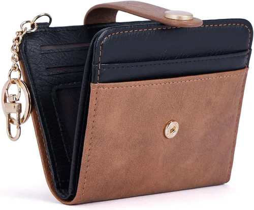 Miniatura 13 de POIUGOYA Billetera delgada para mujer, con bloqueo RFID, plegable, tarjetero con cremallera y bolsillo para monedas, ventana para identificación