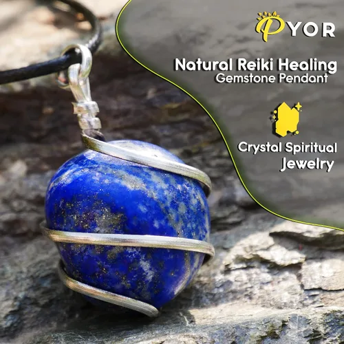 Miniatura 75 de PYOR Collar con colgante curativo de Reiki de cristal, gemas de buena suerte, prosperidad, riqueza, piedras preciosas naturales, collares de buena