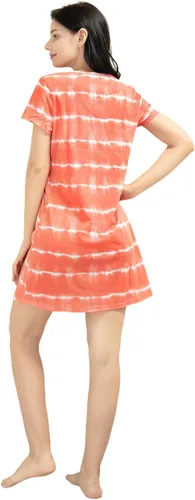 Miniatura 9 de Inadays Camisón de algodón para mujer, ropa de dormir de manga corta, camisón casual con estampado, pijama holgado y cómodo