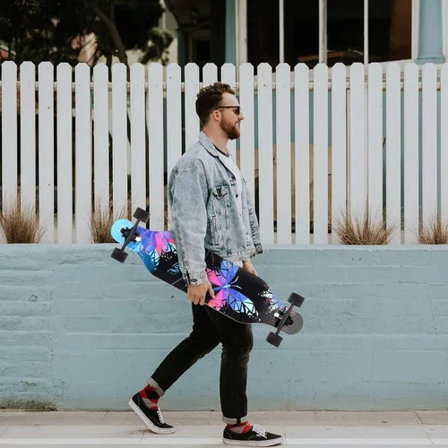 Miniatura 6 de Patineta longboard de 41 pulgadas, 8 capas, de arce natural, patineta completa para andar, cortar, hacer estilo libre y descender colinas