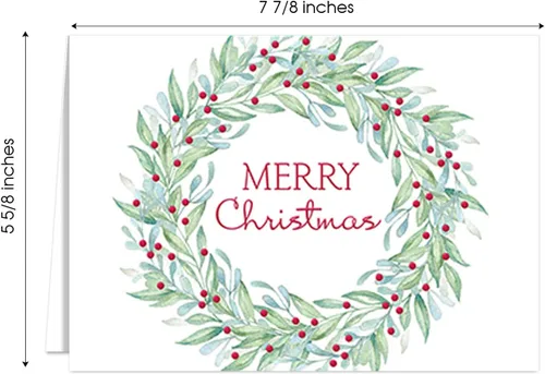 Miniatura 5 de Canopy Street Masterpiece Tarjetas Modernas de Corona de Navidad / Juego de 16 Tarjetas Navideñas en Caja con Detalles de Papel Dorado Rojo / Corona