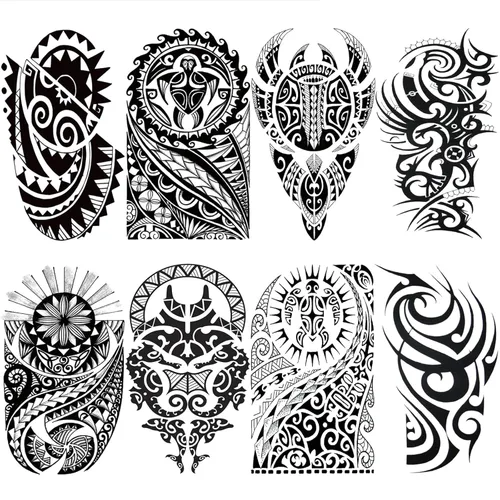 Tótem tribal temporal para hombres, tatuaje falso polinesio de tortuga hawaiana negra grande para hombres adultos, de larga duración, realista,