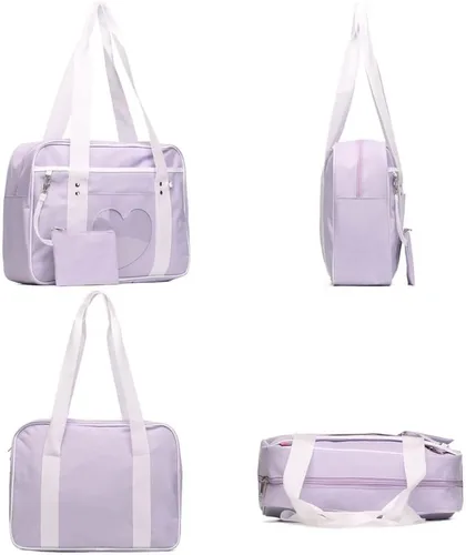 Miniatura 5 de STEAMEDBUN Kawaii Ita - Bolsa escolar japonesa, bonita bolsa de mano con hombro grande, diseño de corazón animé