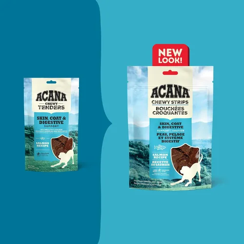 Miniatura 5 de ACANA Chewy Strips Golosinas para Perros de Ingredientes Limitados Receta de Salmón con Soporte para Piel, Pelaje y Digestivo Bolsa de 4oz