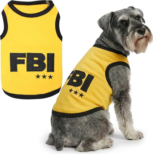Miniatura 41 de Camiseta para Perro Parisian Pet - Camiseta Bordada FBI - 100% Algodón, Ropa Transpirable para Perros - Chaleco para Mascotas Sin Mangas - Camisas