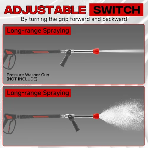 Miniatura 3 de Boquilla ajustable para lavadora a presión de largo alcance para revestimiento de 2 pisos 2 Mode Shooter Tip, 12" Stainless Steel Lance, 1/4