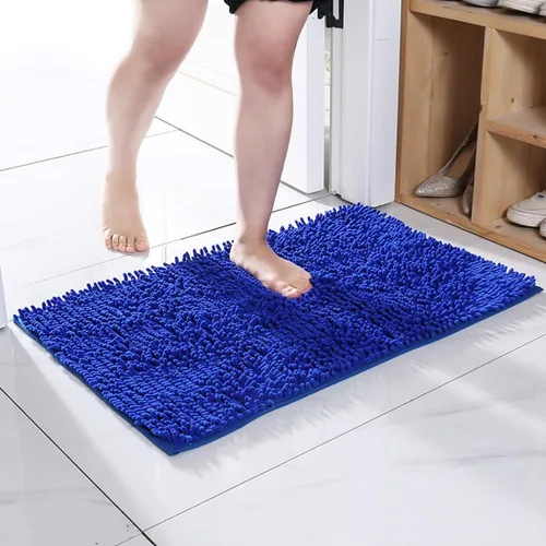 Miniatura 12 de Alfombra de baño de felpilla de felpa color beige, antideslizante, gruesa, lavable, de secado rápido, tapete de ducha lanudo y suave, rectangular
