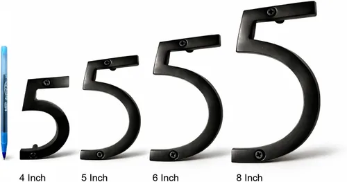 Miniatura 2 de NACH Números de casa flotantes, números de casa negros de aluminio de 6 pulgadas para exteriores, número 5, números de puerta con accesorios