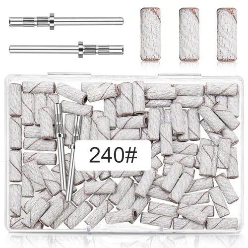 Miniatura 15 de [Actualización] Mini bandas de lijado de 0.122 in para taladro de uñas, grano 120, 100 bandas pequeñas para uñas acrílicas, manicura de gel