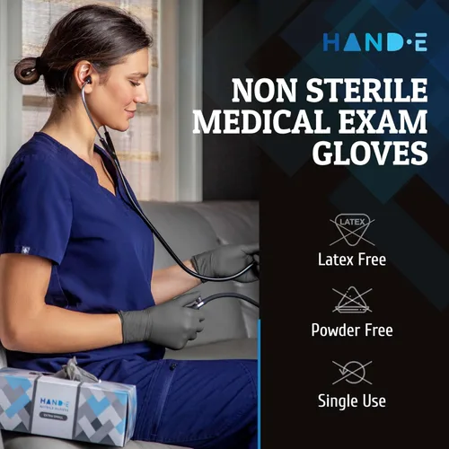 Miniatura 2 de Guantes desechables de nitrilo gris, 50 y 200 unidades, guantes médicos sin látex Gris (mediano)