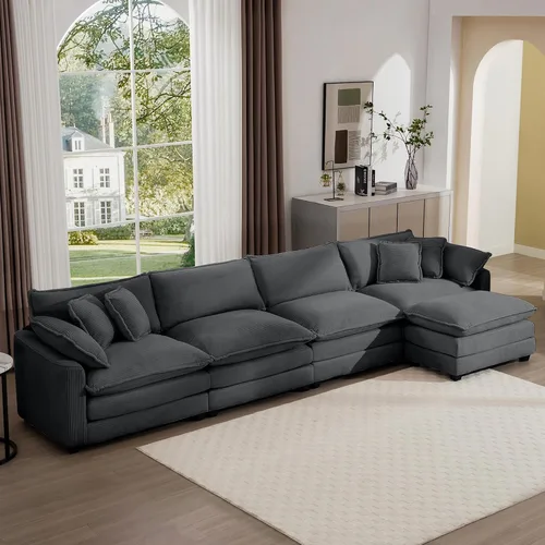 Miniatura 23 de Aoowow Sofá de dos plazas de pana, modernos sofás de nube de 2 plazas para sala de estar, sofás modulares de nube seccionales con asiento profundo