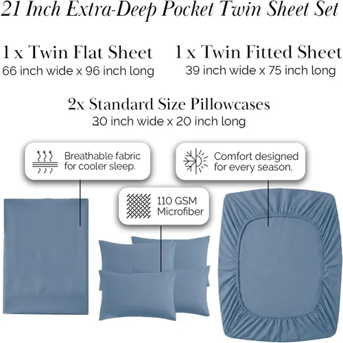 Miniatura 381 de Southshore Fine Living, Inc. Juego de 7 piezas de sábanas King divididas para cama ajustable, juego de sábanas King divididas con bolsillo de 21