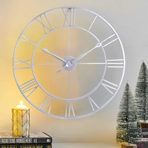 Miniatura 11 de CLXEAST Reloj de Pared Grande de 30 Pulgadas Moderno, de Gran Tamaño con Números Romanos Decorativo de Metal Negro Reloj de Pared para Decoración