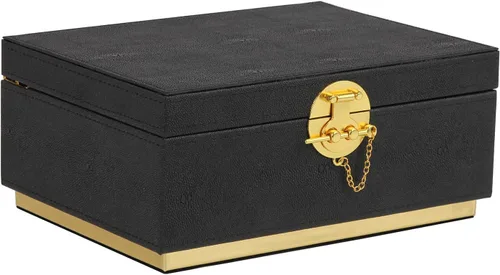 HofferRuffer Elegante Caja Decorativa de Cuero Sintético, Organizador de Caja de Joyería de Almacenamiento, Soporte Organizador de Cosméticos Grande