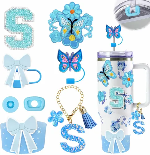 Miniatura 107 de 15 piezas de set de accesorios para vaso Stanley Cup 30oz 40oz con asa, incluye cubierta de pajita de silicona y bota, encanto de asa, encantos
