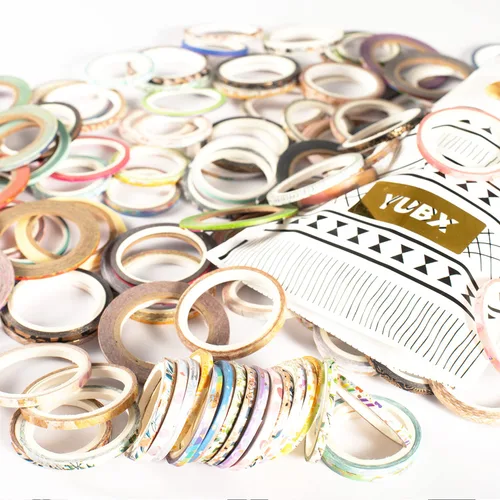 Miniatura 7 de Juego de 100 rollos de cinta washi de papel de aluminio dorado delgada cinta adhesiva decorativa de 0.118 in de ancho para álbumes de recortes