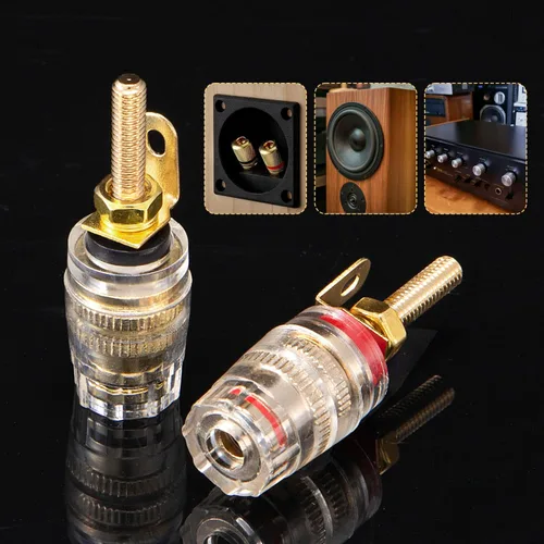 Miniatura 6 de Facmogu 2 pares de mini conectores de plátano chapados en oro con aislamiento de 5 vías de 0.157 in, chapado en oro de 24 quilates, amplificador