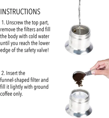 Miniatura 5 de Tnfeeon Sliver de aleación de aluminio de un solo tubo de 1.7 fl oz, cafetera italiana con boquilla para estufa, disfruta de un delicioso café