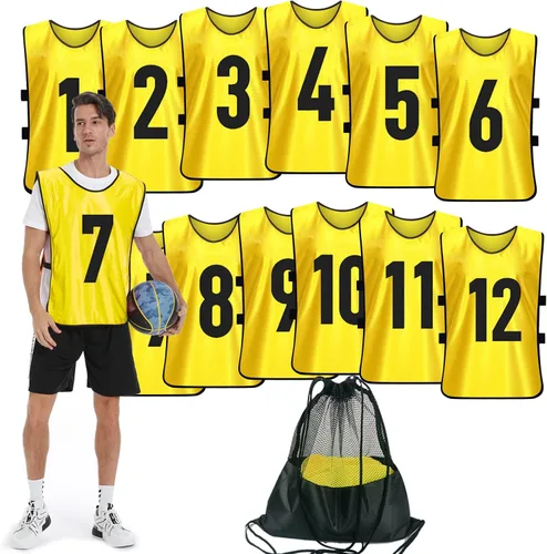 Miniatura 10 de Scrimmage - Chaleco de entrenamiento (12 unidades) para deportes de equipo, camisetas para adultos y jóvenes, baberos de fútbol, camisetas