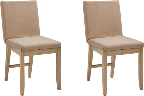 Miniatura 6 de Nathan James Gracie - Silla de comedor moderna con cojín, silla de comedor tapizada con marco de madera maciza, color marrón claro, juego de 2