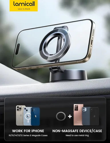 Miniatura 6 de Lamicall Soporte de teléfono para automóvil [70 libras de succión potente] para soporte de automóvil Magsafe, soporte de teléfono con ventosa