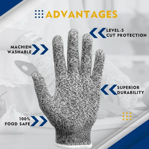 Miniatura 4 de Guantes seguros resistentes a cortes de alto rendimiento EN388 grado alimenticio nivel 5 protección para hombres y mujeres cocina