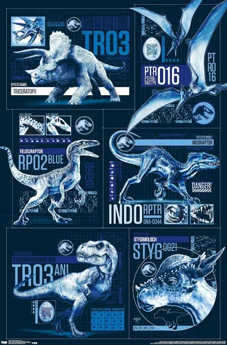 Miniatura 9 de Trends International Jurassic World: Fallen Kingdom - Póster de pared con cuadrícula, 14.725 x 22.375 pulgadas, versión enmarcada de madera
