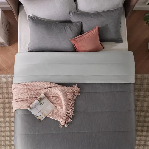 Miniatura 5 de Bedsure - Juego de edredón queen - Juego de ropa de cama refrescante y cálida, ropa de cama reversible gris claro para todas las estaciones, 3 03