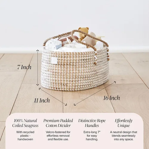 Miniatura 7 de BEBE BASK Paquete de guardería prémium – Cesta cambiadora de bebé a juego y organizador de pañales para bebé, hecho a mano y orgánico